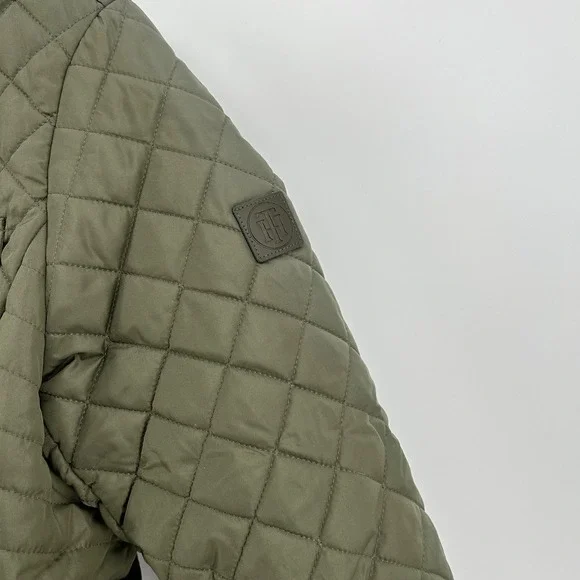 Tommy Hilfiger Olive Green Quilted Jacket Women's Size Large Padded Coat - Picture 3 of 10
